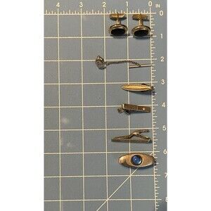 Lot Of Tie Tacks Tie Clips Onyx Cuff Links Set Sarah Coventry Three Tie Clips